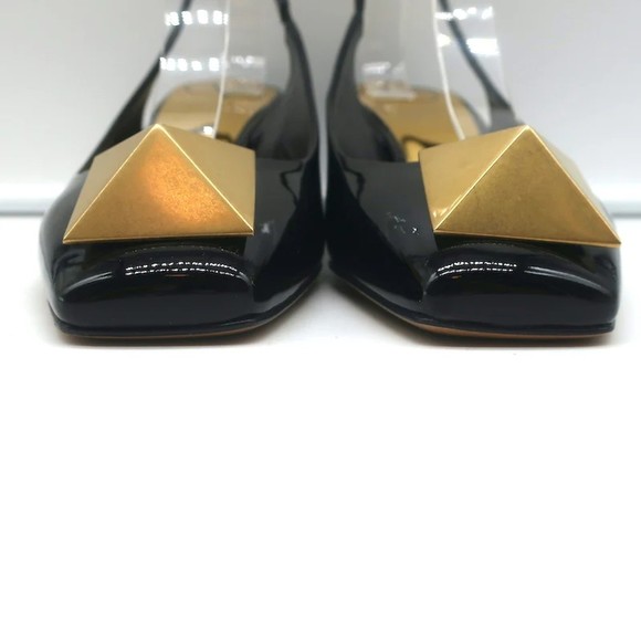 Valentino One Stud Slingback Pumps Black Patent Leather Size 36.5 NEW - Picture 4 of 10